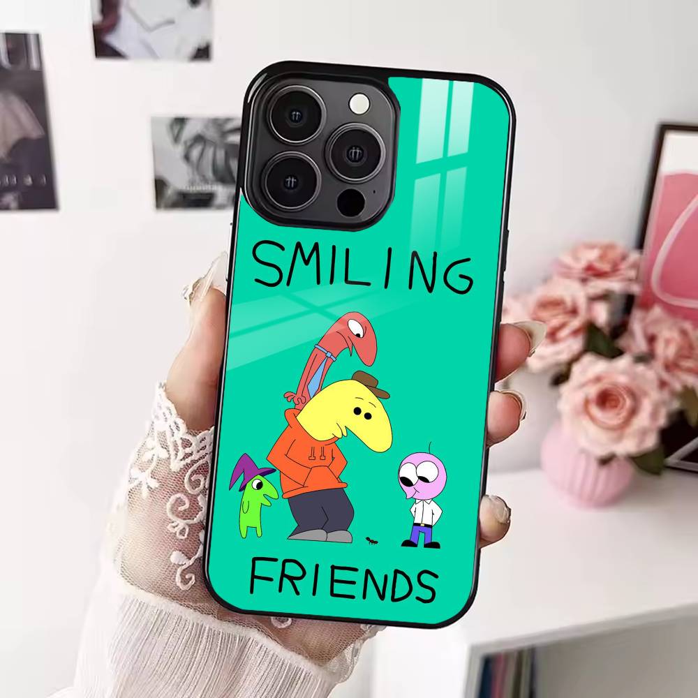 Мультяшный чехол для телефона S-Smiling friends Для iPhone 17 16 15 14 13 12 Pro Max Plus для Magsafe Зеркальный Беспроводной Магнитный Чехол