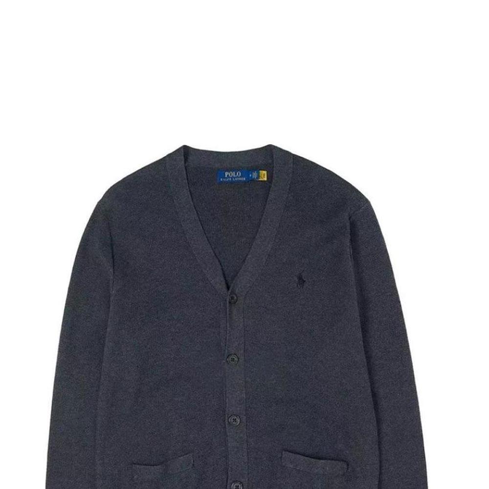 Polo Ralph Lauren Solid Color Pony Embroidered V-Neck Single-Breasted Long Sleeve Knit Sweater Men Sweater Black 710920649-004