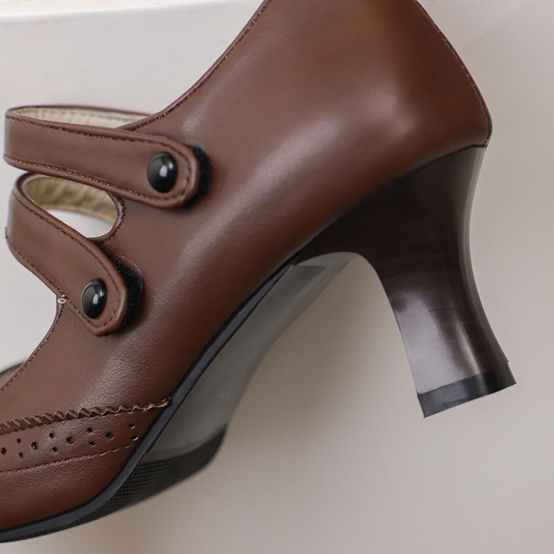 Женские туфли на высоком каблуке, весна-лето, новые, резные, в стиле ретро, легкие, большого размера, низкие туфли