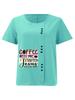 Women's Fashion Letter Pattern Print Round Neck Short Sleeve T-shirt Casual Cotton Linen Graphic Shirt Leisure Loose Summer Blouse Tops