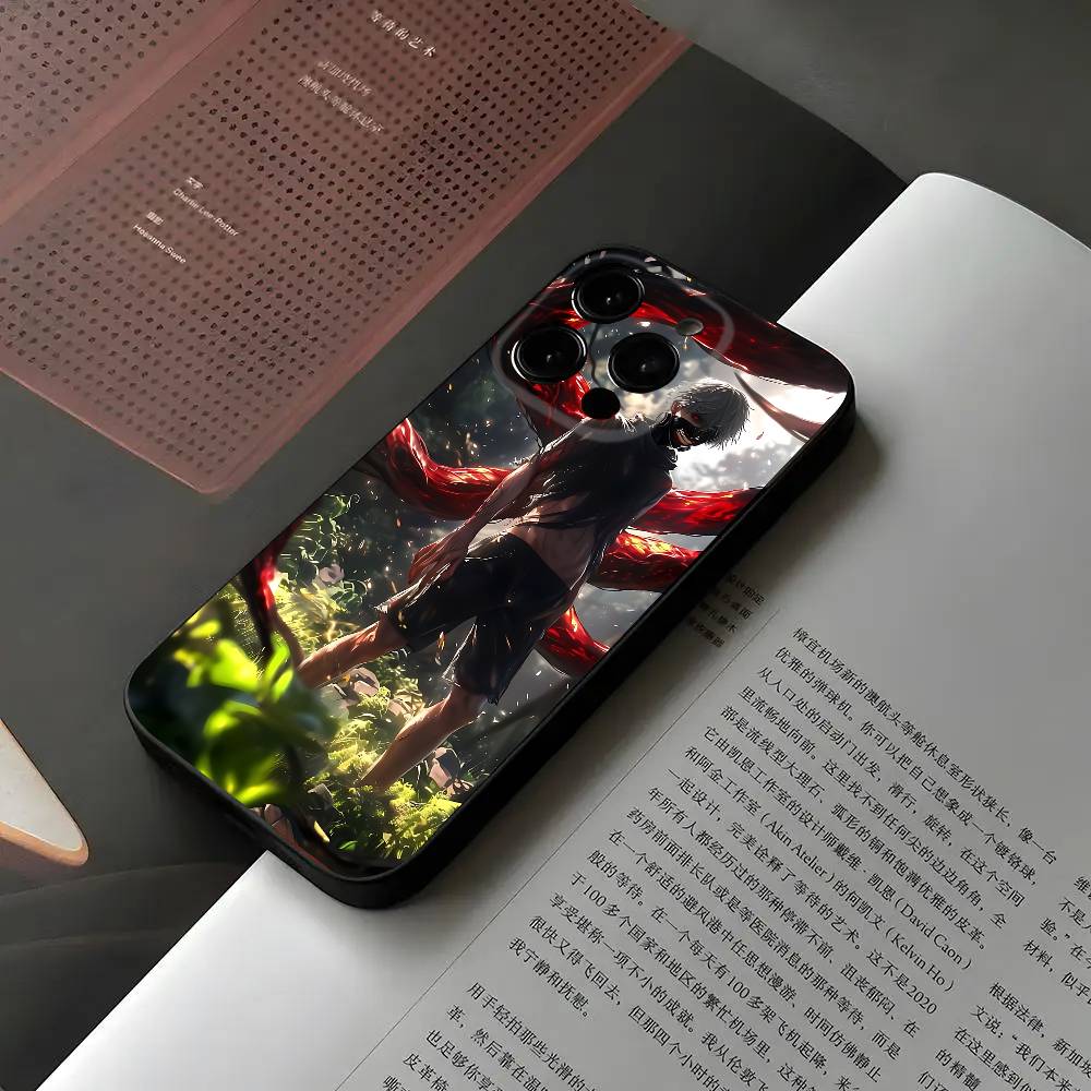 R-Токийский гуль Канеки Кен Чехол для телефона для iPhone 16 15 11 13 14 Pro Max 7 8 Plus X Xr Xs Max 12mini Черный корпус