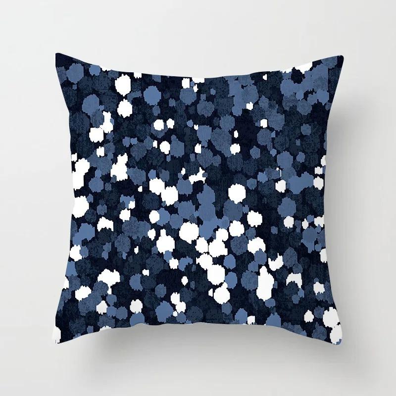 Office Living Room Home Pillowcase Geometric Black and Blue Pattern Printed Pillowcase Car Ornaments