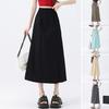 Women Cargo Pants Elastic High Waist Wide-Leg Skirt Pants with Pockets Solid Color Summer Thin Leisure Trousers