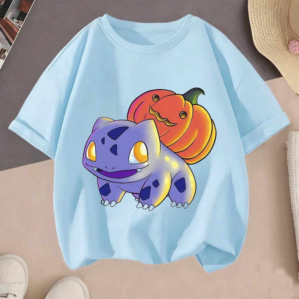 2026 Summer Pikachu 2D Cartoon Print Short Sleeve Tops Teen Casual Fashion Tees Hot Sale