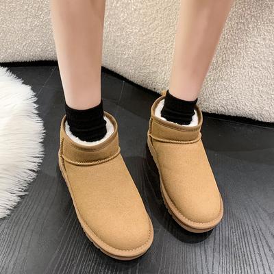 Ботинки на плоской подошве с круглым носком, женские, 2025 г., высококачественные, однотонные, женские, лаконичные, женские, Botas Femininas