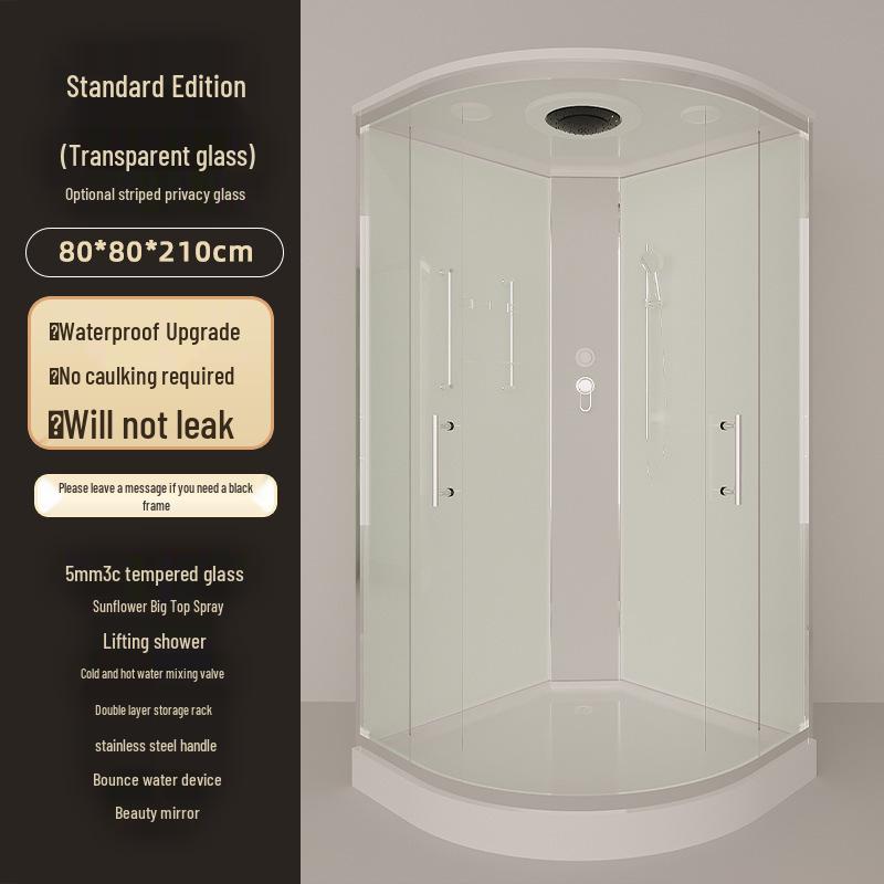Arc-Shaped Sliding Door Enclosed Shower Room Set