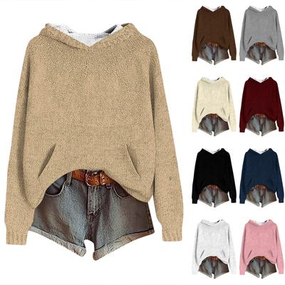 Женские толстовки Вязаный свитер Милая рубашка Осенний пуловер Толстовка с капюшоном