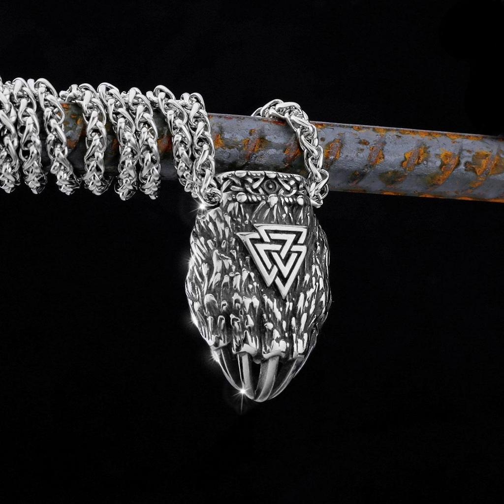 Скандинавский мужской винтажный кулон из нержавеющей стали, мужской модный кулон Viking в стиле панк с когтями медведя, байкерский мужской панк-подарок