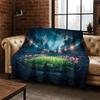 Green Black Football Field Stadium Art Flannel Blanket,Cozy Soft Throw Blanket for Home Bedroom Bed Sofa Picnic Cover Kids Gift