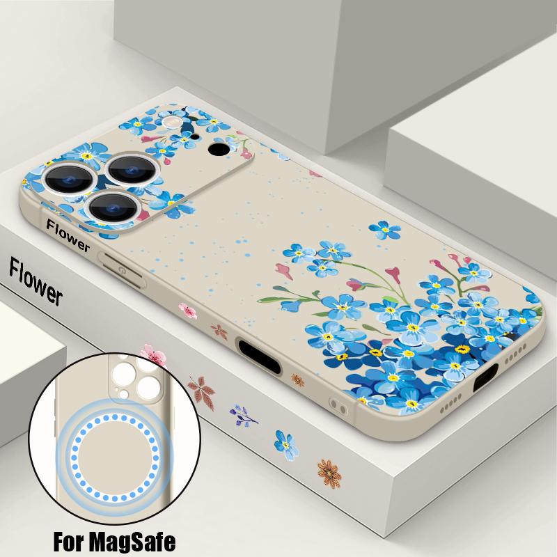 Чехол для iPhone 17 Pro Max INS с узором из разноцветных цветов, магнитный, для Magsafe, мягкая крышка, для iPhone 16 15 14 13 Pro Max 17E 16E