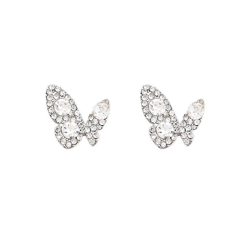 “Korean Diamond Butterfly Earrings: S925 Silver, Luxurious & Trendy Design”