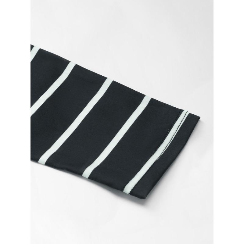 Черная полосатая футболка, женская повседневная футболка с длинными рукавами и круглым вырезом, пуловер для поездок на работу, простая свободная футболка, новая мода на осень