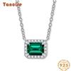 Tancise Women 925 Silver Lab Emerald Necklace Pendant Gift