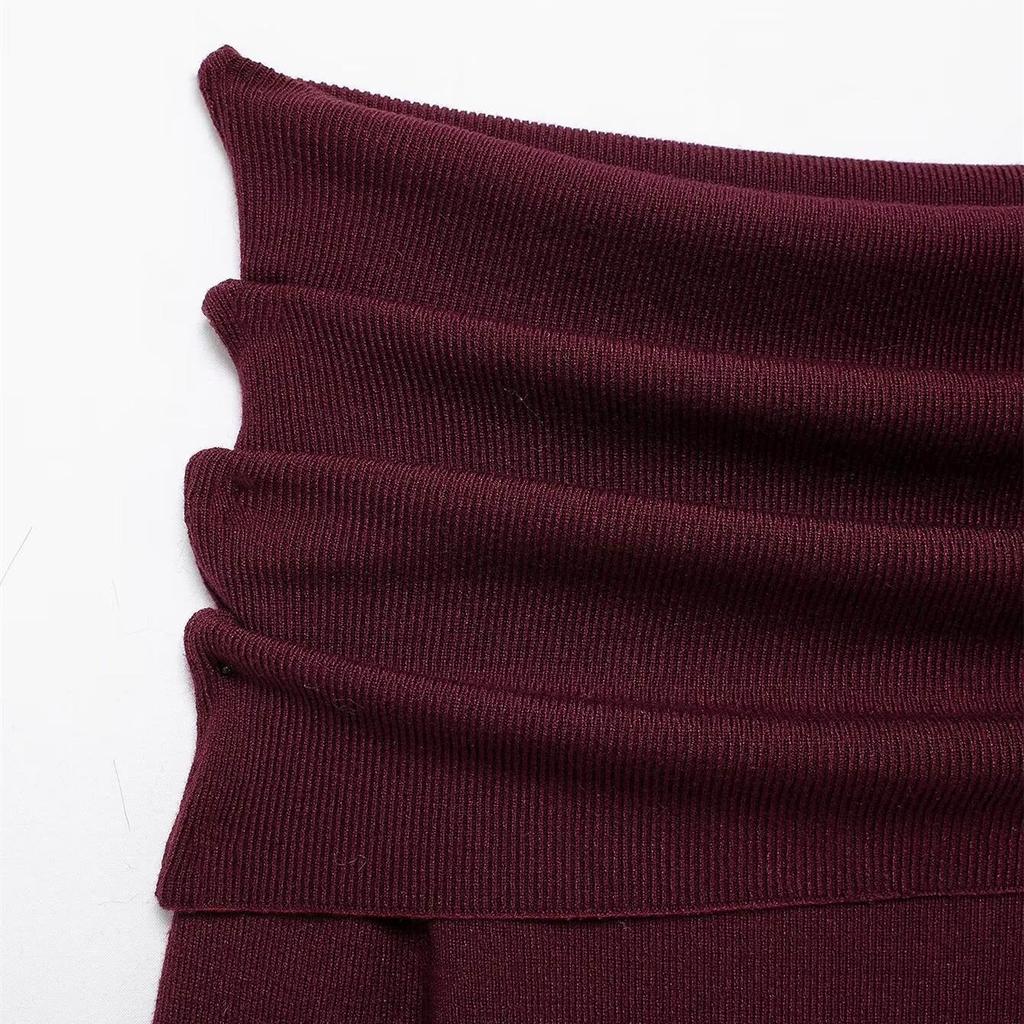 Весенний пуловер с открытыми плечами, вязаный трикотажем, 2025: Женский облегающий, универсальный, модный топ с длинным рукавом