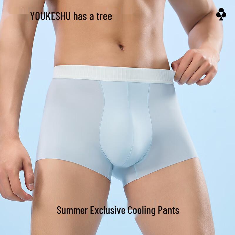 Youkeshu Men's Ice Silk Antibacterial Boxer Briefs