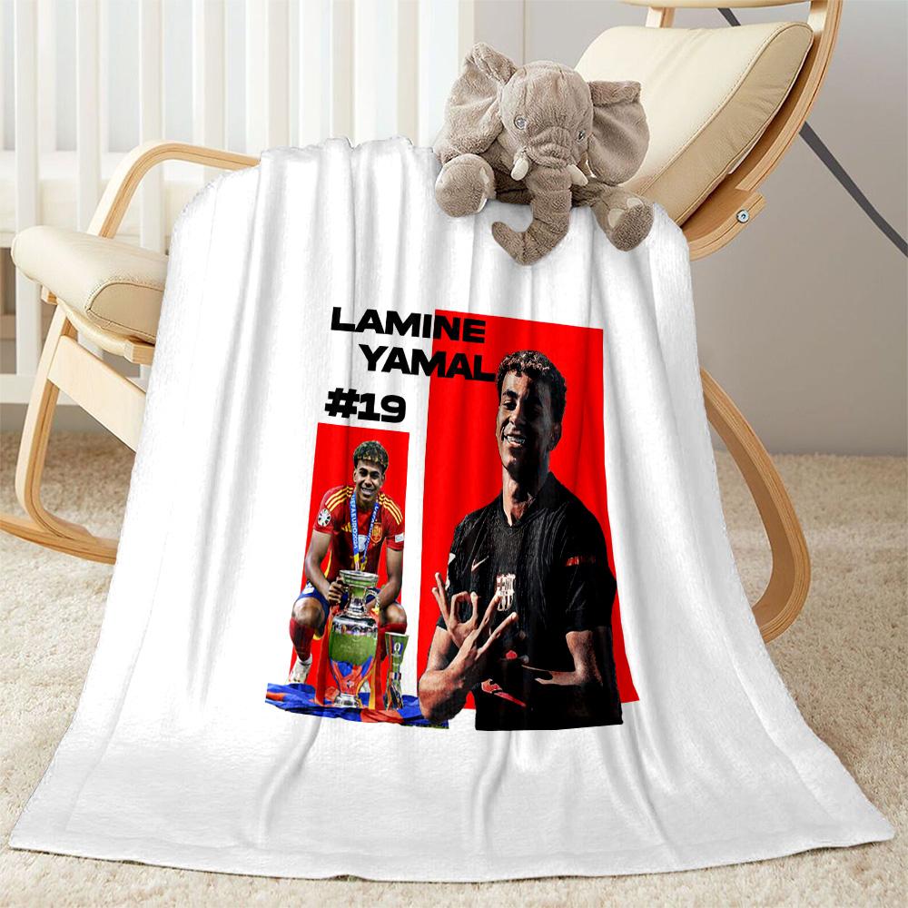 Lamine Yamal's Barcelona Players Celebration Blanket Comfortable Suitable for Chair Seaside Livingroom for All Occasions Warmthful Decor Gifts For Fam