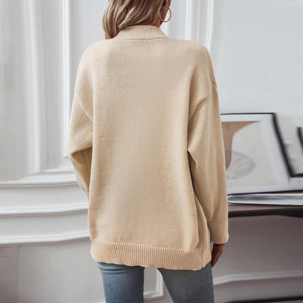 Женская мода повседневный трикотажный однотонный кардиган с капюшоном свитер пальто