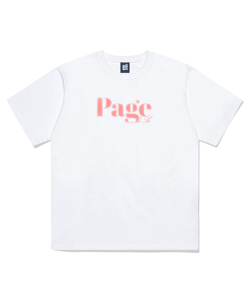 PAGESIISII Белая футболка с коротким рукавом и принтом логотипа Pink Page Noise