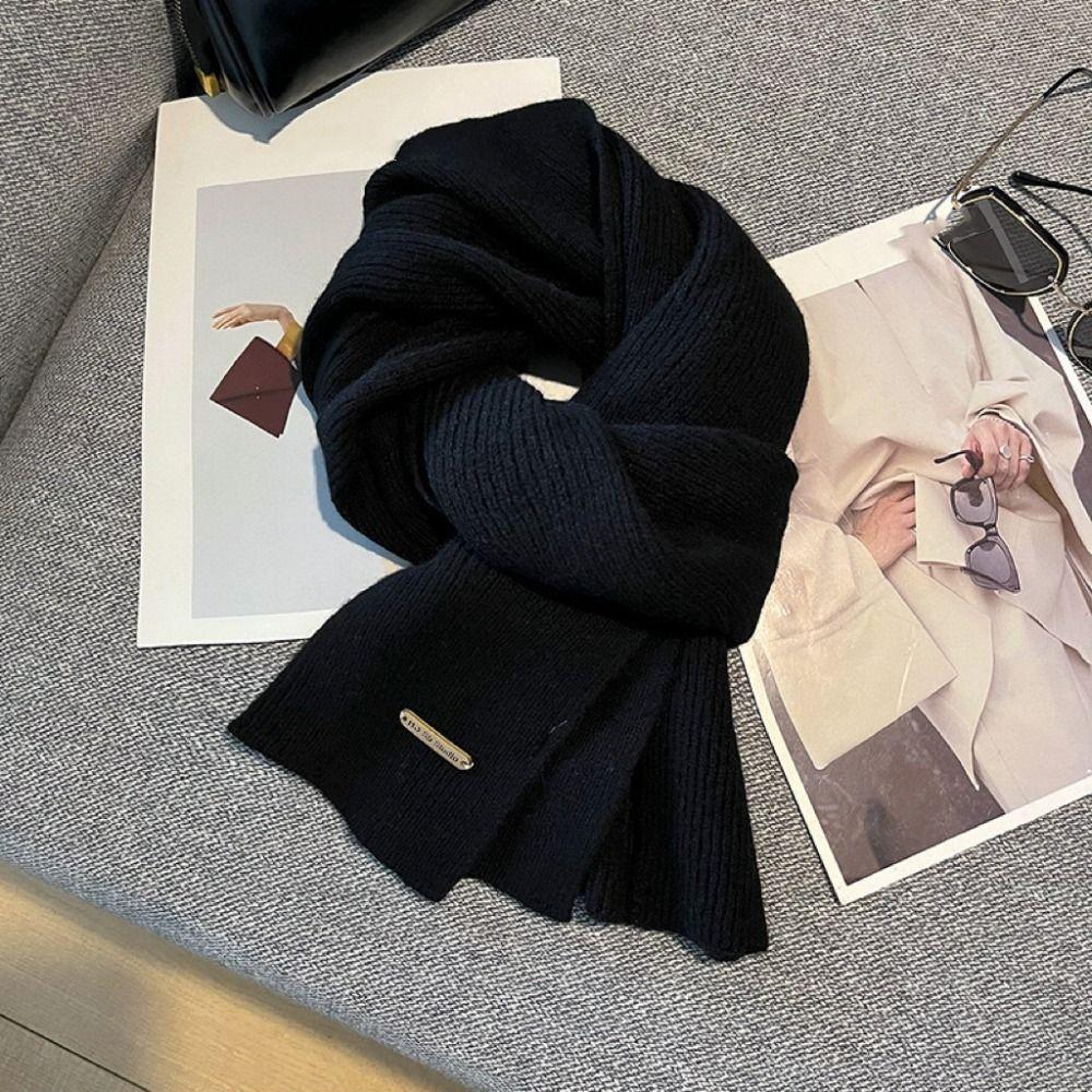 Simple Winter Cashmere Scarf Solid Color Women Scarves Shawl Casual Wool Knitted Scarf Gifts