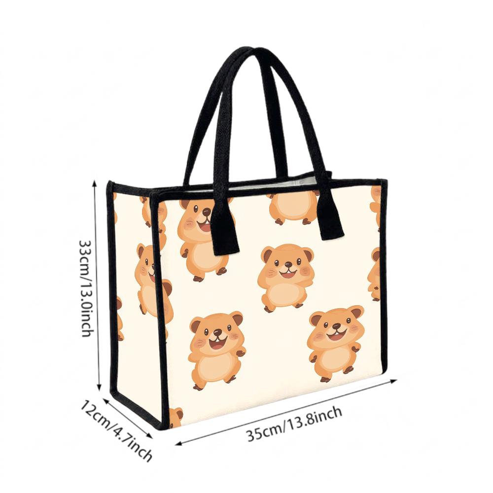 Cute Quokka Print Casual Tote Bag Lightweight Portable Handbag for Daily Shopping and Outdoor Use