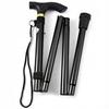 Folding walking stick, adjustable height, aluminum, black