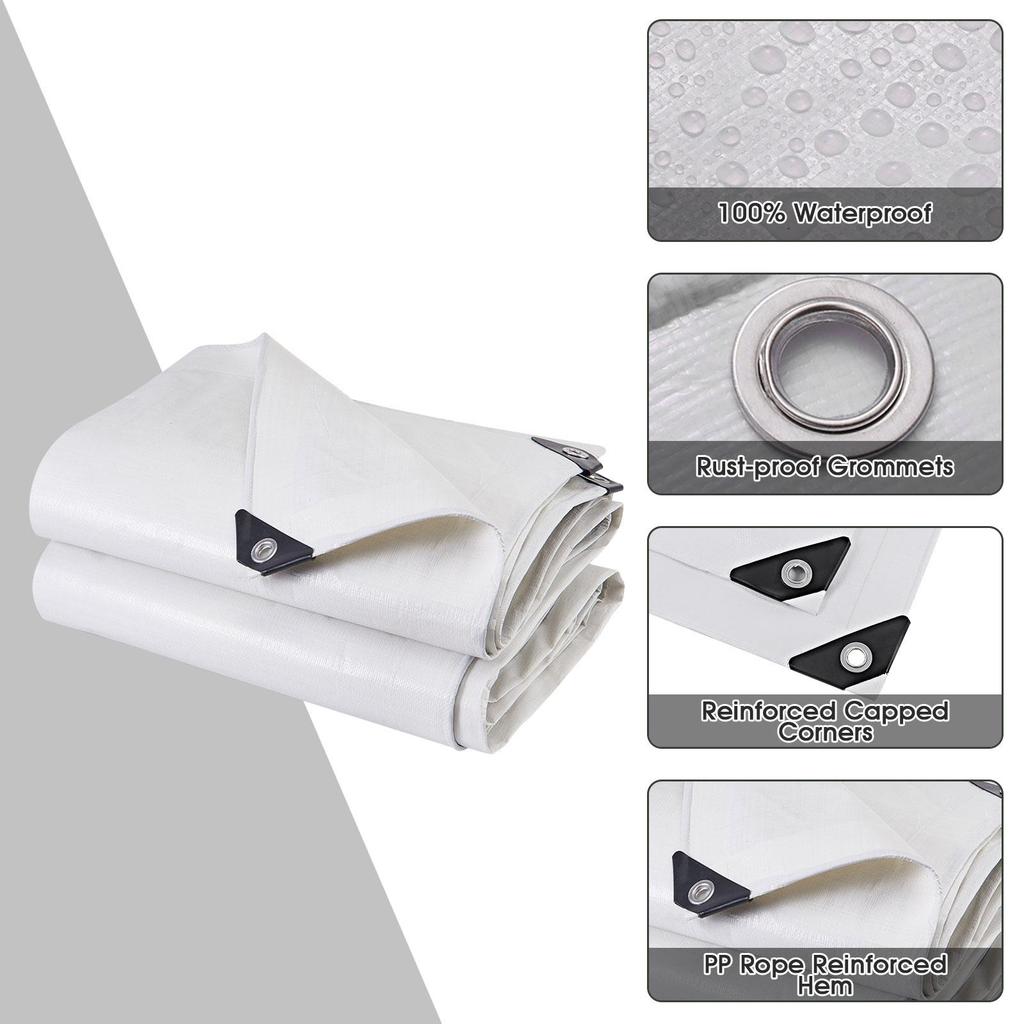 Прочный поли брезент, белый водонепроницаемый брезентовый чехол с люверсами, устойчивый к УФ-излучению, разрывам и выцветанию для палатки у открытого бассейна