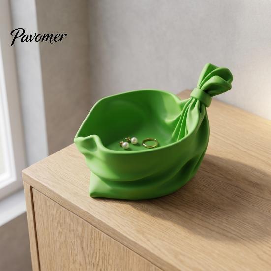 Creative Gift for Christmas 3D Printed Bag Shaped Storage Tray, Pleated Catchall Bowl Candy, Festival Desktop Ornament Festive Table Centerpiece