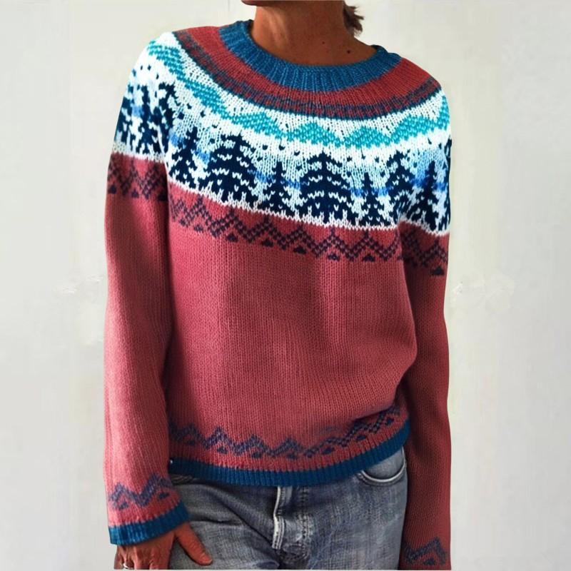 Womens Round Neck Pullover Sweater Loose Fit 3D Long Sleeve 2025 Fall Fashion