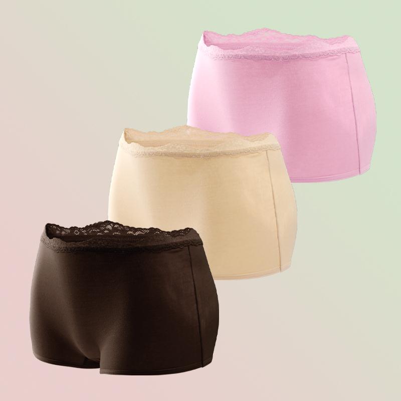 3pcs/set Cotton Boxers Underwear For Women Ladies Sexy Lace Safety Short Pants Seamless Large Size Boyshorts Low Waist Lingerie