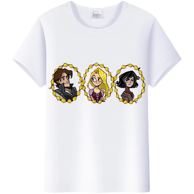Disney Cartoon Women Blouses Tangled Princess T-shirts Summer Tops Korean Streetwear Y2k Harajuku Oversized Clothes Girl Tshirts
