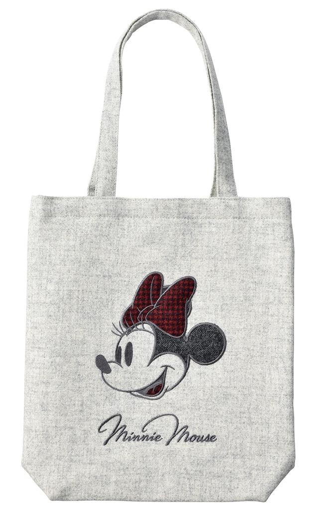 Marushin Tote Bag Disney Minnie H35 X W32 X D8cm Big Cute Ribbon UK MOON Company Wool Fabric 2335021300 (excluding Handle)