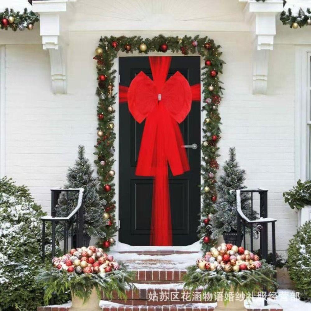 Full Wrap Christmas Bow Tie Extra Large Door Decoration Accessories Front Door Bow
