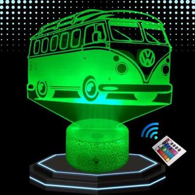 Светодиодная 3D настольная лампа - Volkswagen - Combi Van - Многоцветная - Сенсорная - Декоративная