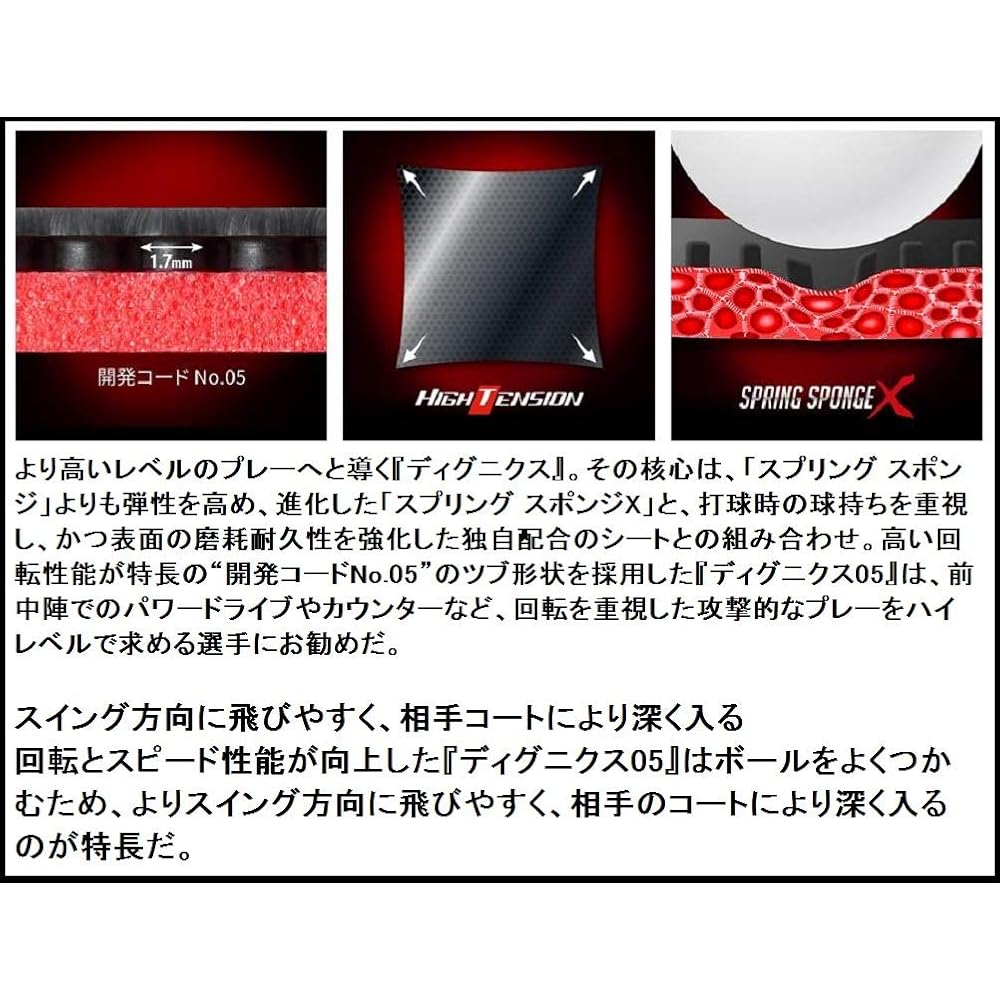 Butterfly Dignics 05 High Tension Inverted Rubber, Black, Thick, 06040