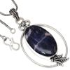 Necklace Blue Sodalite Gemstone Handmade Antique Silver Jewelry 2.5"