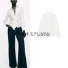 Spring New Women's Clothing Isn Style Bow Tie Drape Loose Long Sleeves Lapel Casual Shirt Tops 2298057