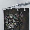 Steampunk-Themed Shower Curtain With Cat Design Featuring Clockwork Accessories Perfect For Adding A Touch Of Whimsy To Your Bat