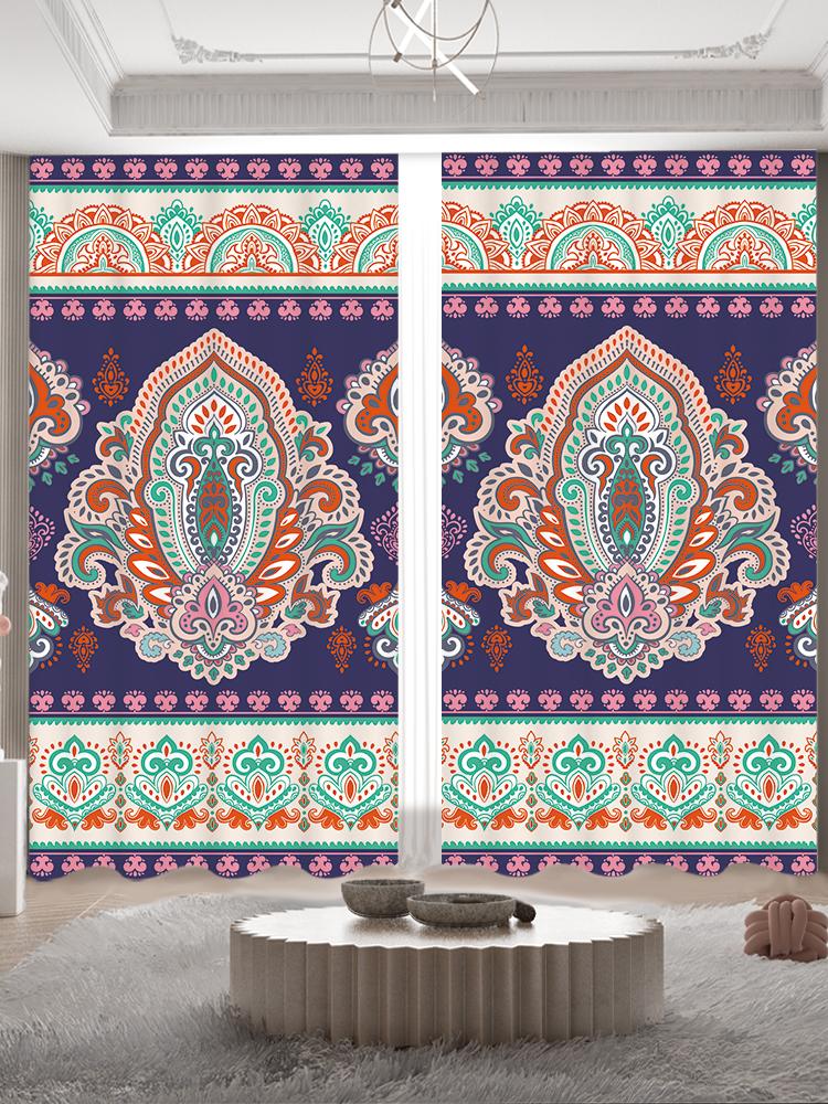 Заказные шторы в стиле бохо Юго-Восточной Азии Винтажные шторы в стиле меньшинств Геометрические принтованные шторы Гостиная Спальня отеля