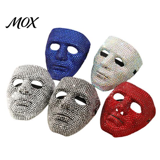 Wide Field of Vision Mask Halloween Rhinestone Full Face Mask, Sparkly Masquerade for High Visibility Dance Performance, Lightweight Hip Hop