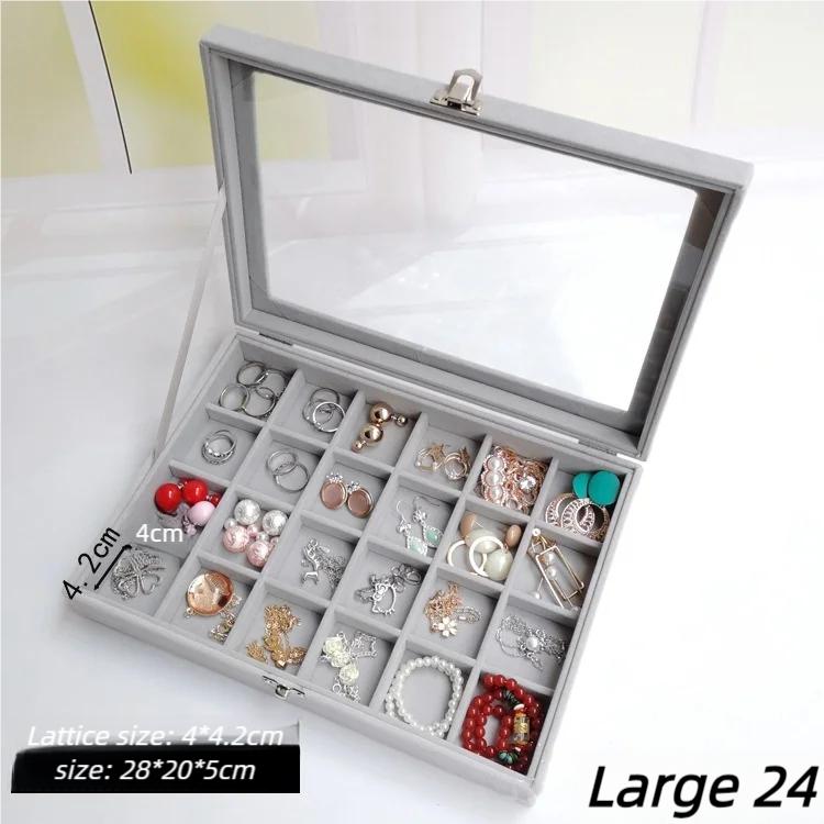 1 шт., шкатулка для хранения ювелирных изделий, домашняя шкатулка для показа ювелирных изделий, большая откидная прозрачная видимая бархатная пылезащитная шкатулка для хранения ювелирных изделий