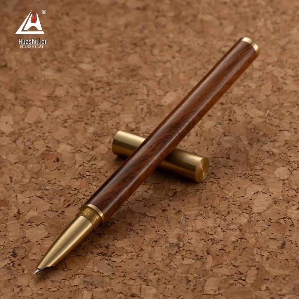 Rosewood Ebony Ink Cartridge Fountain Pen with Dark Tip for Calligraphy Practice