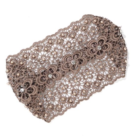 4 шт. Женская повязка на голову с цветочным кружевом, полым дизайном, искусственным жемчугом, обруч для волос, бохо-стиль, широкие эластичные аксессуары для волос