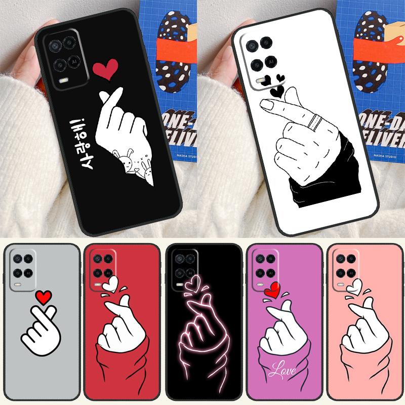 Чехол Kpop Пальцевое Сердце Для Oppo A96 A76 A16 A74 A94 A54 S A57 A77 A58 A78 A98 A5 A9 A91 A15 A17 A52 A72