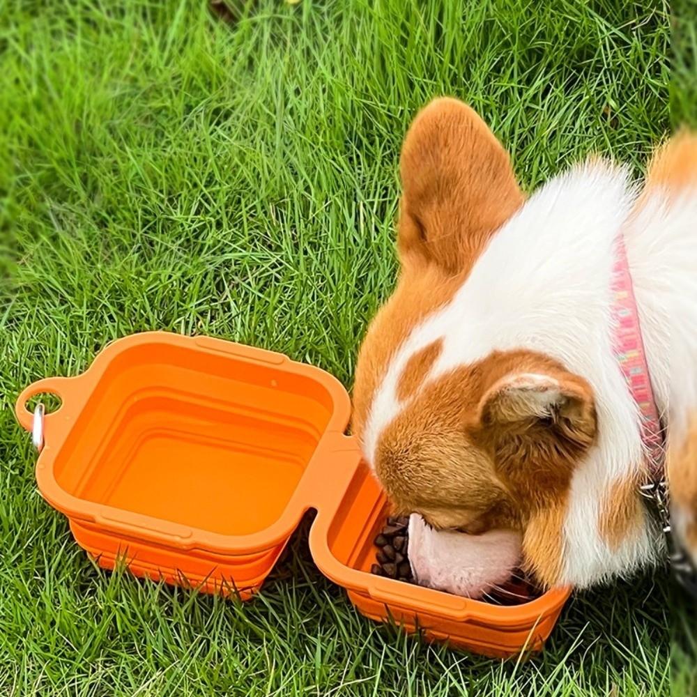 Hanging Foldable Dog Dish Portable Pet Food Water Feeding Tray Cat and Dog Use