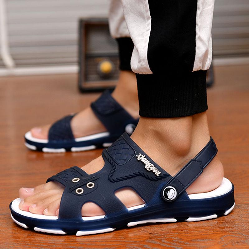 Sandals, Men's Shoes, Slippers, Men's One-piece Slippers, Summer Dual-use, Bathroom Interior and Exterior Cool Slippers, Anti Slip Hole Beach Shoes