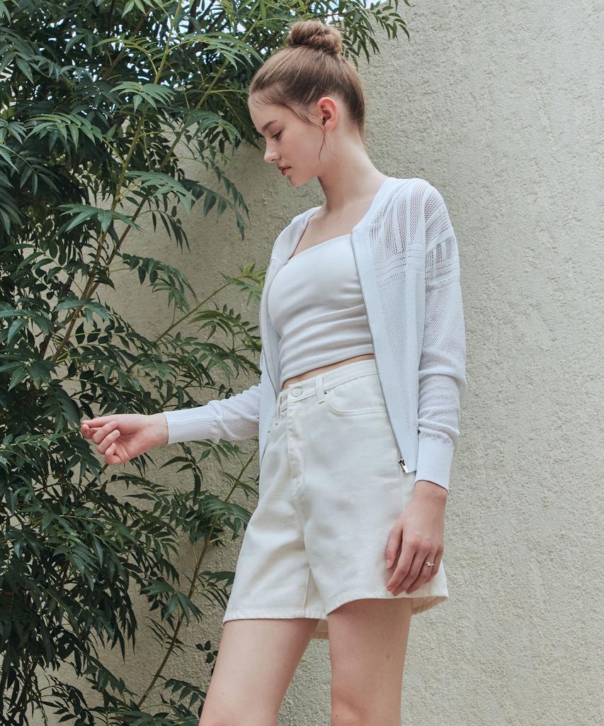 ZEROSTREET White Denim Shorts / White