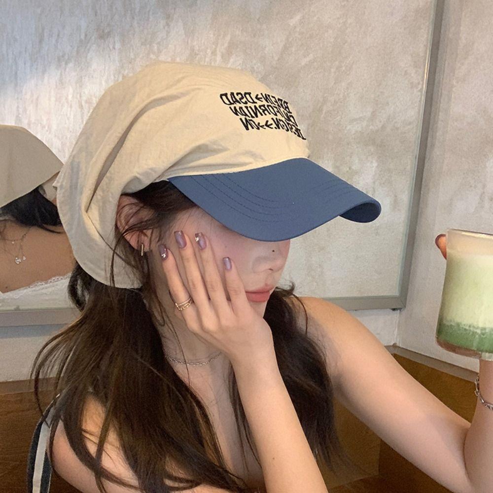 Embroidery Korean Headscarf Baseball Hat Sweet Quick-drying Peaked Cap Letter Baseball Cap  Men