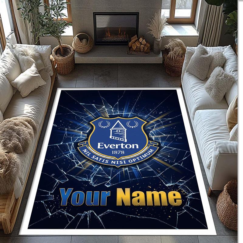 Everton FC Printed Crystal Velvet Rug Non‑Slip Crystal Velvet Carpet For Sofa Bedroom Indoor Home Decoration