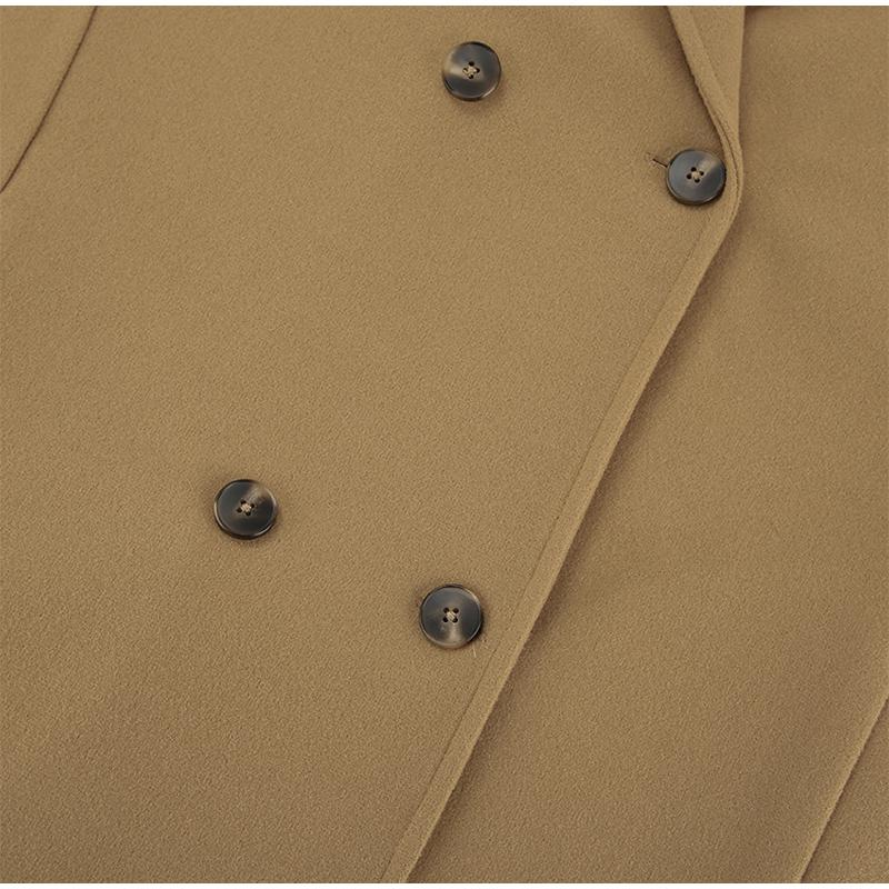 Woolen Coat Women Thick Windbreaker Double Breasted Lapel Long Sleeve Loose Jacket Commuting Casual New Fashion Autumn