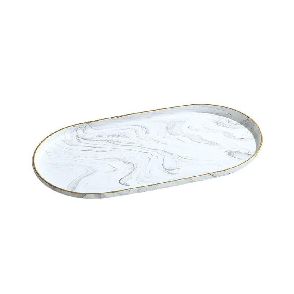 Multi Functional Marble Oval Disk Marble Texture Oval Dish Jewelry Display Plate Living Room